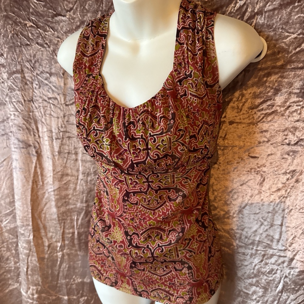 Axcess Liz Claiborne Babydoll Sleeveless Patterned Top Size L